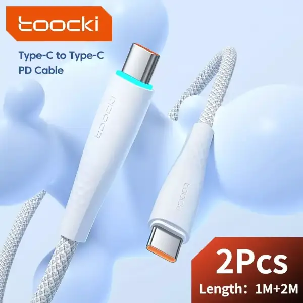Pack 2 cables USB-C Toocki 60W 1m y 2m Pack 2 cables USB-C Toocki 60W 1m y 2m