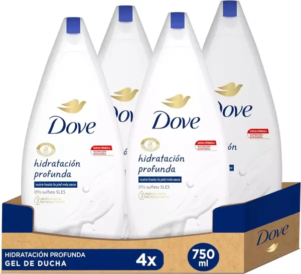 4 x 750 ml Dove Gel de Ducha Hidratación Profunda 4 x 750 ml Dove Gel de Ducha Hidratación Profunda