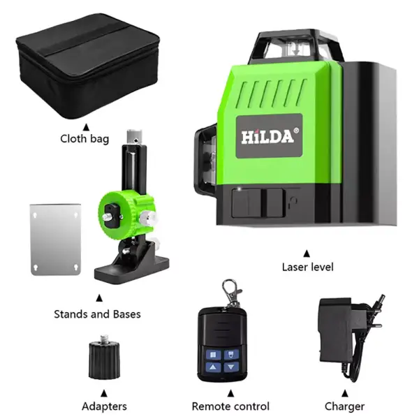 Nivel Láser 12 Líneas Hilda + Accesorios Nivel Láser 12 Líneas Hilda + Accesorios