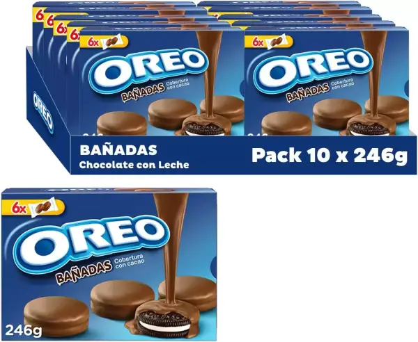 Pack 10 Oreo bañadas chocolate con leche 246 gr. Pack 10 Oreo bañadas chocolate con leche 246 gr.