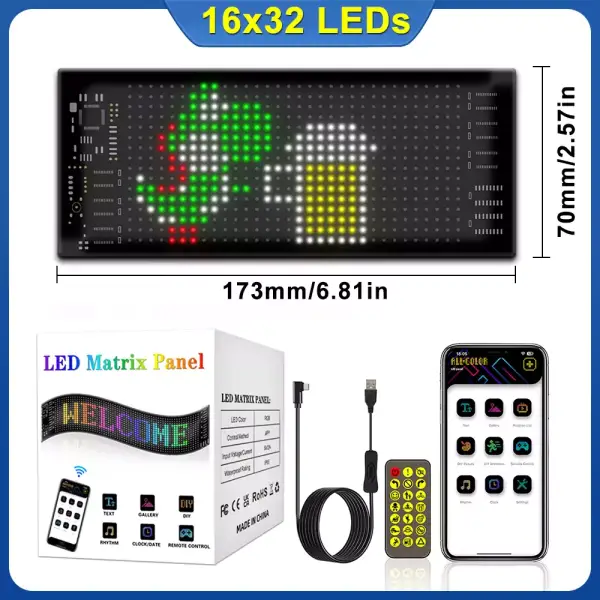 Letrero 16x32LEDs con aplicación Bluetooth Letrero 16x32LEDs con aplicación Bluetooth