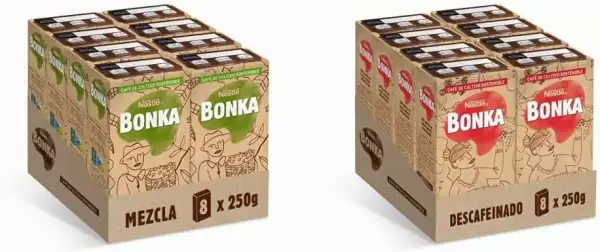 16×250gr. Café Molido Mezcla y descafeinado Bonka 16×250gr. Café Molido Mezcla y descafeinado Bonka