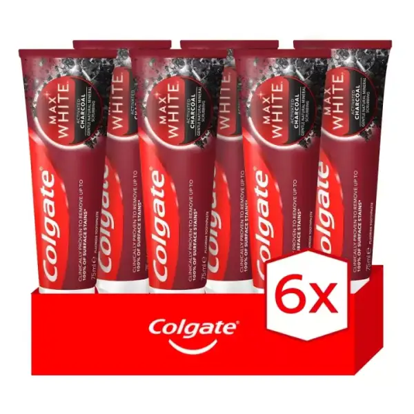 6x 75ml Pasta de dientes Colgate Max White con carbón 6x 75ml Pasta de dientes Colgate Max White con carbón