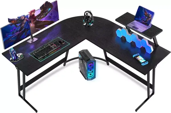 Escritorio Gaming Jumbo en L con Soporte para Monitor Escritorio Gaming Jumbo en L con Soporte para Monitor