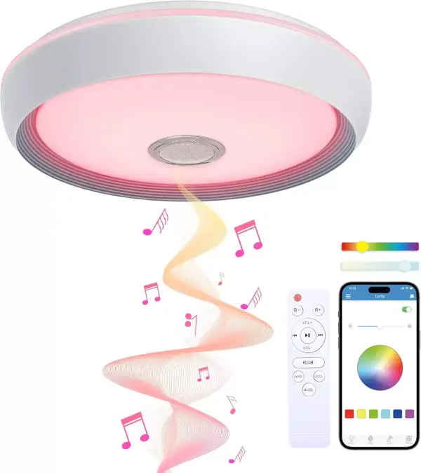 Plafón Led Inteligente RGB con altavoz KSIX Glory 47cm Plafón Led Inteligente RGB con altavoz KSIX Glory 47cm