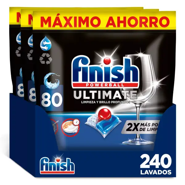 160 Pastillas Powerball Ultimate + 250 Ml Limpiamáquinas 500 Ml Abrillantador Finish 160 Pastillas Powerball Ultimate + 250 Ml Limpiamáquinas 500 Ml Abrillantador Finish