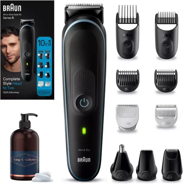 Braun Recortadora de Barba Series 5 MGK5445 + Gel King C. Gillette Braun Recortadora de Barba Series 5 MGK5445 + Gel King C. Gillette