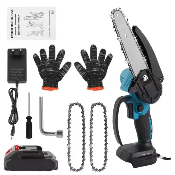 Mini motosierra de poda eléctrica 6" + batería + Accesorios Mini motosierra de poda eléctrica 6" + batería + Accesorios