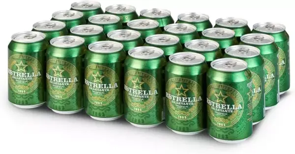 24 Latas de 33 cl. Cerveza Estrella Levante 24 Latas de 33 cl. Cerveza Estrella Levante