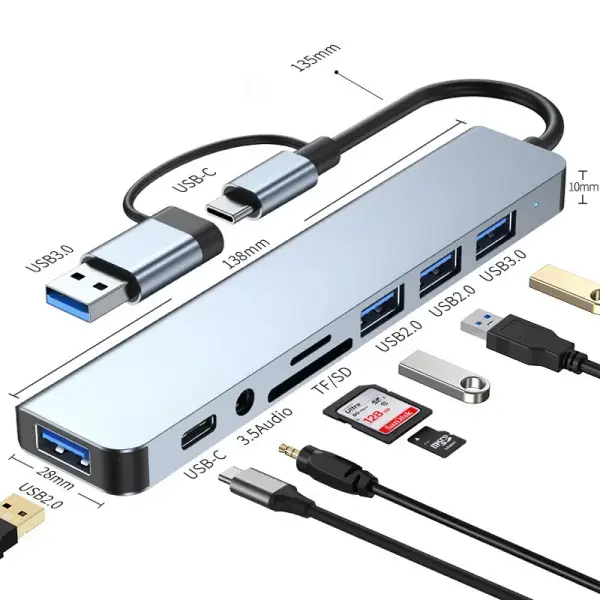 HUB USB Multiconexión 8 en 2 HUB USB Multiconexión 8 en 2