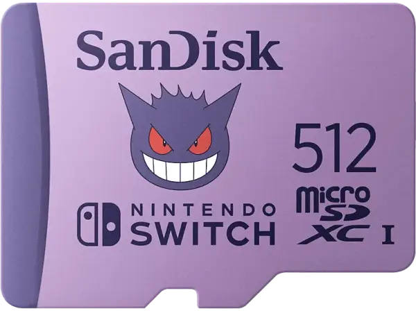 Tarjeta micro SDXC 512GB SanDisk para Nintendo Switch Lite Licencia Pokemon Gengar Tarjeta micro SDXC 512GB SanDisk para Nintendo Switch Lite Licencia Pokemon Gengar
