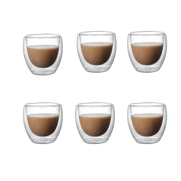 6x 80 ml Taza de cristal de doble pared 6x 80 ml Taza de cristal de doble pared