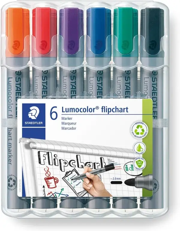 Pack 6 Rotuladores Lumocolor para Flipchart Staedler Pack 6 Rotuladores Lumocolor para Flipchart Staedler