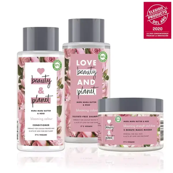 Set Champú, Acondicionador y Mascarilla Vegano de manteca Muru Muru y Rosas Set Champú, Acondicionador y Mascarilla Vegano de manteca Muru Muru y Rosas