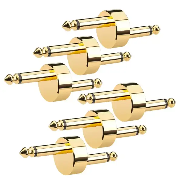 6 Pack Conectores de Pedales Oro Z Tipo, 1/4 Pulgada de 6 Pack Conectores de Pedales Oro Z Tipo, 1/4 Pulgada de