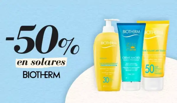 50% de Descuento en Productos Solares Biotherm 50% de Descuento en Productos Solares Biotherm