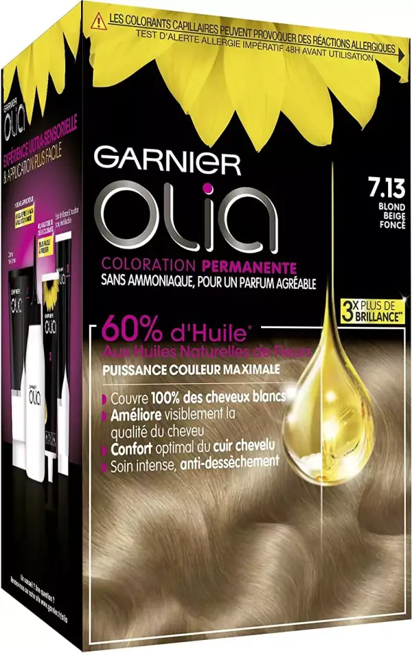 Tinte de cabello Garnier Olia 7.13 Blond Beige Foncé Tinte de cabello Garnier Olia 7.13 Blond Beige Foncé