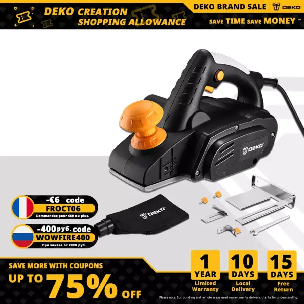 DEKO Cepillo eléctrico plano de Mano DEKO Cepillo eléctrico plano de Mano