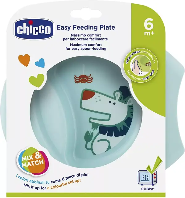 Plato Chicco con bordes para bebés de 6+ Plato Chicco con bordes para bebés de 6+