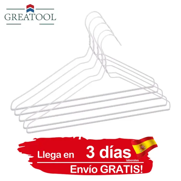 Pack 10 Greatool Perchas Metal Colgador de ropa Pack 10 Greatool Perchas Metal Colgador de ropa