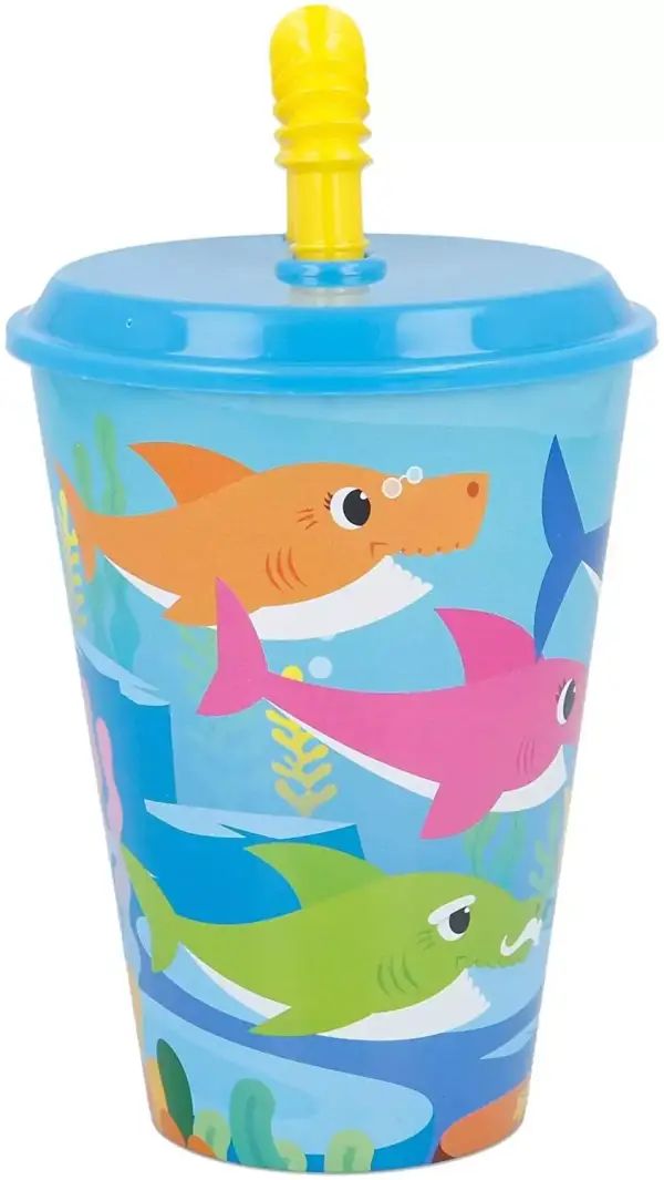 Vaso Infantil Reutilizable Con Tapa Y Pajita De 430 Ml | Baby Shark Vaso Infantil Reutilizable Con Tapa Y Pajita De 430 Ml | Baby Shark