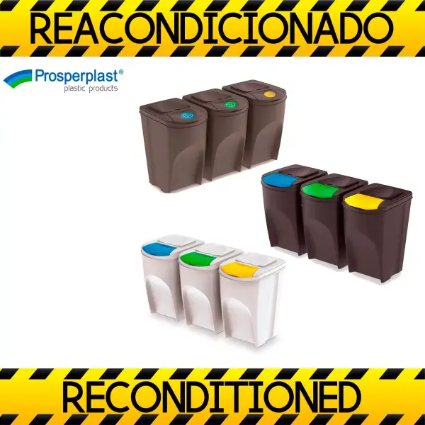 Juego de 3 cubos de reciclaje Juego de 3 cubos de reciclaje