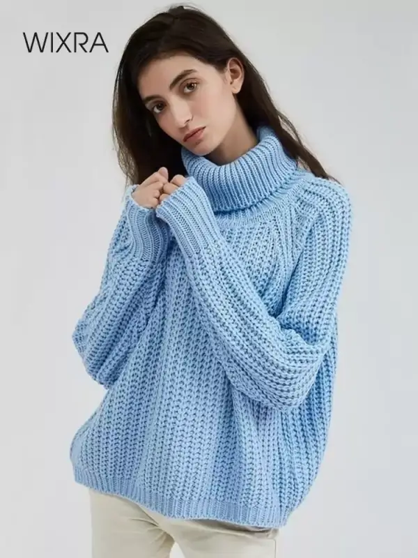 Suéter grueso de cuello alto para mujer Suéter grueso de cuello alto para mujer