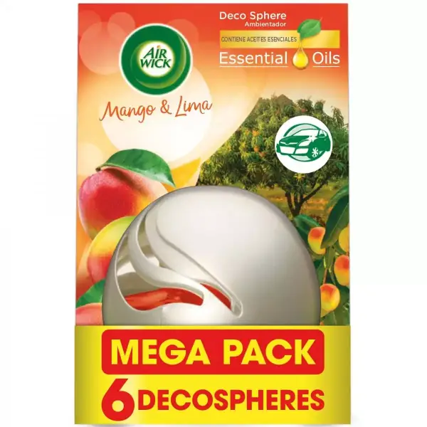 Pack 6 Air Wick Ambientador Decosphere Mango & Lima Pack 6 Air Wick Ambientador Decosphere Mango & Lima
