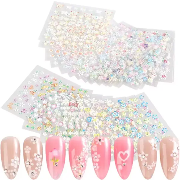 Juego de pegatinas de flores coloridas para uñas Juego de pegatinas de flores coloridas para uñas