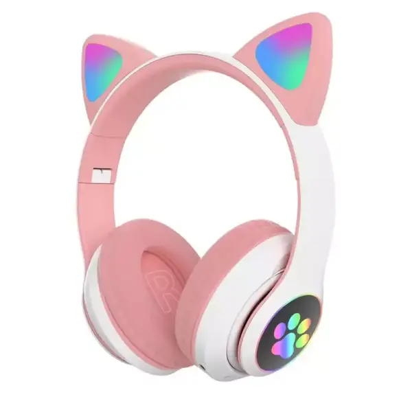 Auriculares inalámbricos con orejas de gato y luz Flash Auriculares inalámbricos con orejas de gato y luz Flash