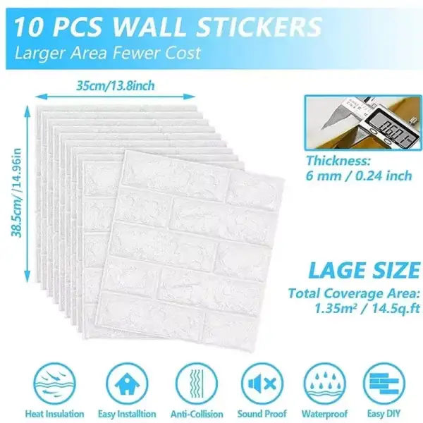 Pack 10 piezas pegatinas de pared tridimensionales 3D Pack 10 piezas pegatinas de pared tridimensionales 3D