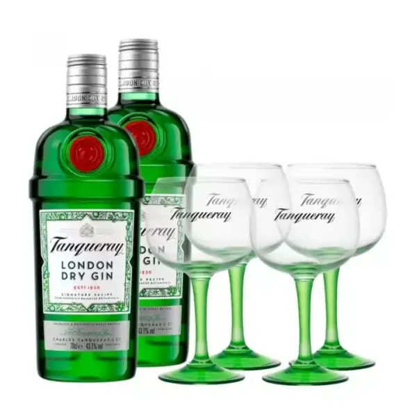 2 Botellas Tanqueray + 4 copas 2 Botellas Tanqueray + 4 copas