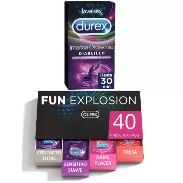 Pack 40 Preservativos Durex + Anillo Vibrador Intense Pack 40 Preservativos Durex + Anillo Vibrador Intense
