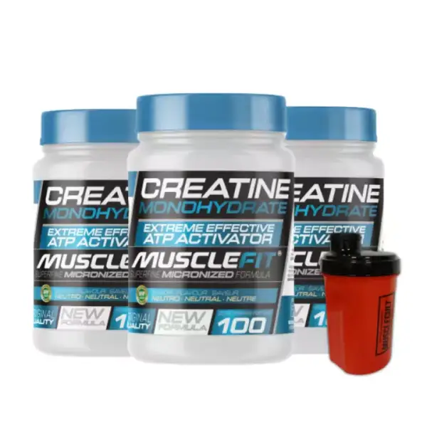 3x Creatina Monohidrato Micronizada + Shaker MuscleFit 3x Creatina Monohidrato Micronizada + Shaker MuscleFit