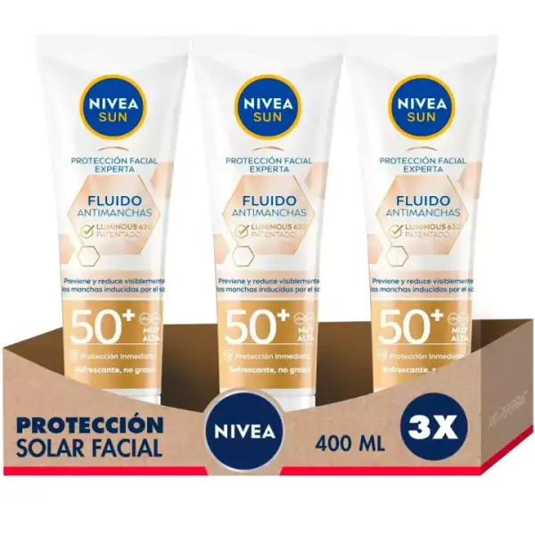 3x Fluido facial Nivea Sun Antimanchas Luminous 630 FP50+ 3x Fluido facial Nivea Sun Antimanchas Luminous 630 FP50+
