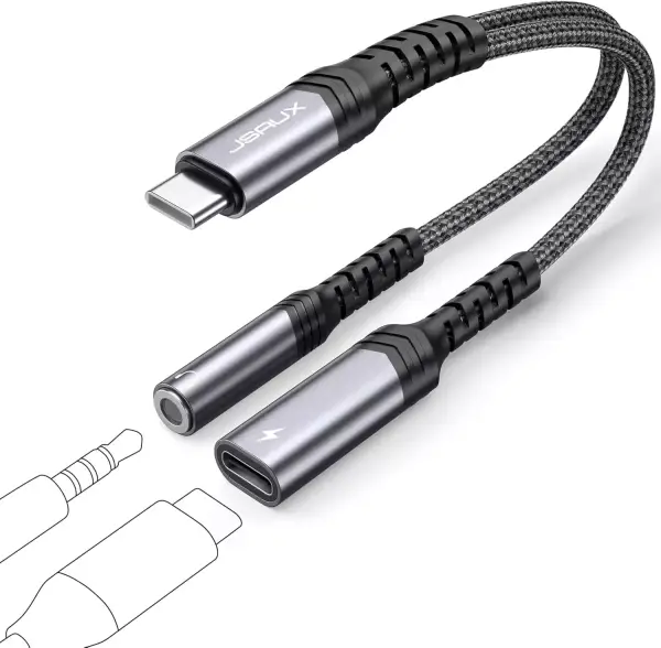 Adaptador USB-C a Jack 3.5mm + USB-C Jsaux Adaptador USB-C a Jack 3.5mm + USB-C Jsaux