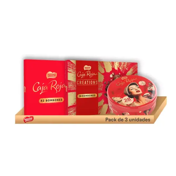 Pack 3 Nestlé Caja Roja Bombones de Chocolate con Leche Surtidos Pack 3 Nestlé Caja Roja Bombones de Chocolate con Leche Surtidos