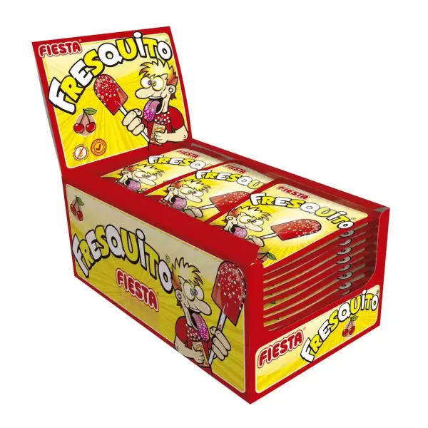 Caja de 40 chupetas Fresquitos Fiesta Cereza Caja de 40 chupetas Fresquitos Fiesta Cereza