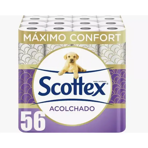 56 Rollos Papel Higiénico Scottex Acolchado 56 Rollos Papel Higiénico Scottex Acolchado