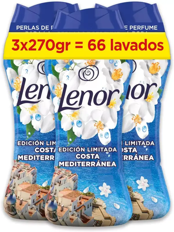 3x Lenor Perlas De Perfume para la Ropa Costa Mediterránea 270g 3x Lenor Perlas De Perfume para la Ropa Costa Mediterránea 270g