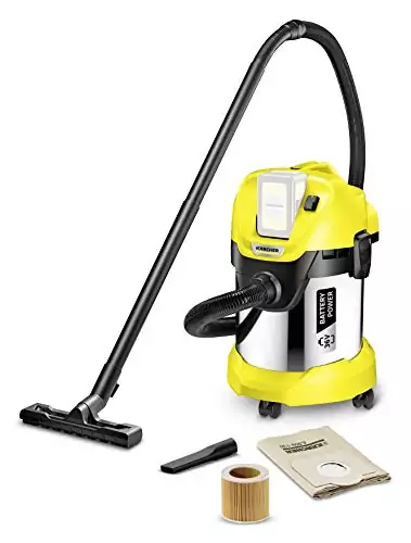 Aspirador Kärcher multiusos amarillo de 67 W y 17 litros con batería Aspirador Kärcher multiusos amarillo de 67 W y 17 litros con batería