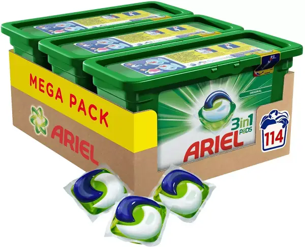 114 Pods en cápsulas Ariel 3 en 1 114 Pods en cápsulas Ariel 3 en 1