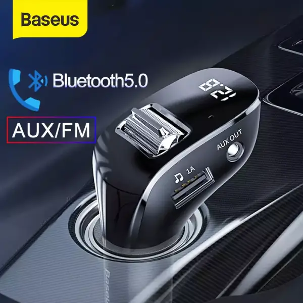 Cargador Dual Baseus con Bluetooth y Radio FM Cargador Dual Baseus con Bluetooth y Radio FM