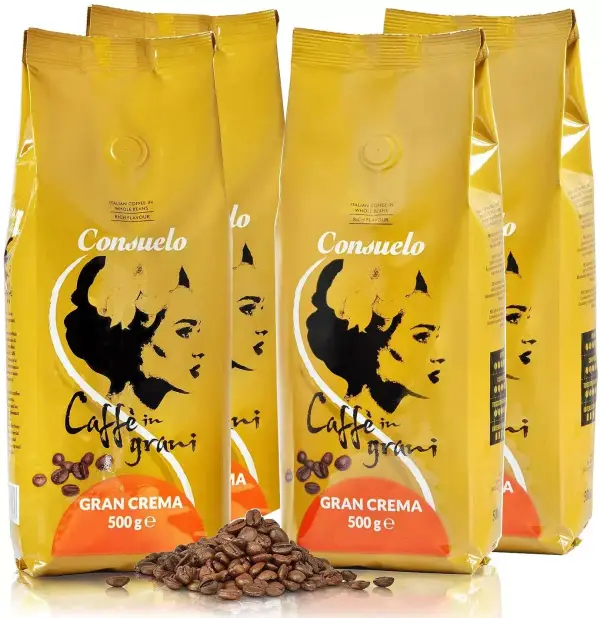 4 paquetes Café italiano en grano Consuelo 500 gr 4 paquetes Café italiano en grano Consuelo 500 gr