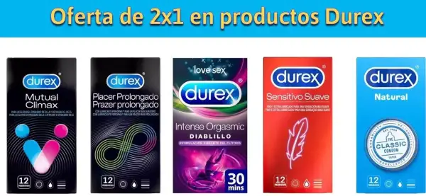 Oferta de 2x1 en productos Durex Oferta de 2x1 en productos Durex