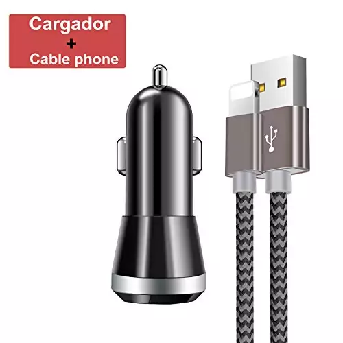 Cargador coche con cable de 1.5 m Cargador coche con cable de 1.5 m