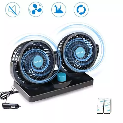 Ventilador de Coche con doble Cabeza Rotación de 360° Ventilador de Coche con doble Cabeza Rotación de 360°