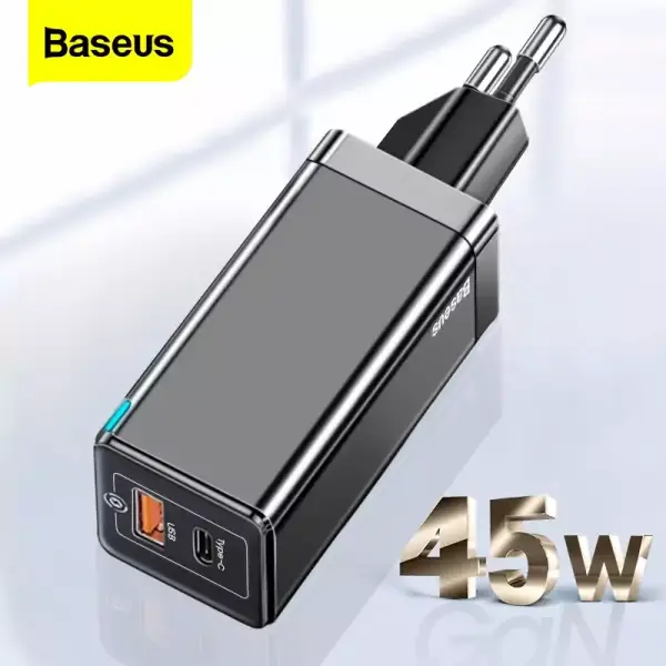 Cargador QC Baseus 45W + Cable 60W Cargador QC Baseus 45W + Cable 60W