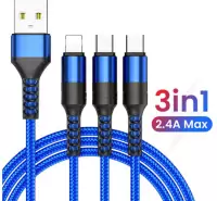 Cable USB 1M 3 en 1: Type-C + Micro-USB + Lightning Cable USB 1M 3 en 1: Type-C + Micro-USB + Lightning