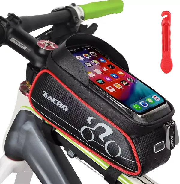 Bolsa para bicicleta con soporte de smartphone Bolsa para bicicleta con soporte de smartphone
